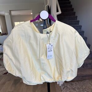 Zara Puff Sleeve Bubble Hem Crop top